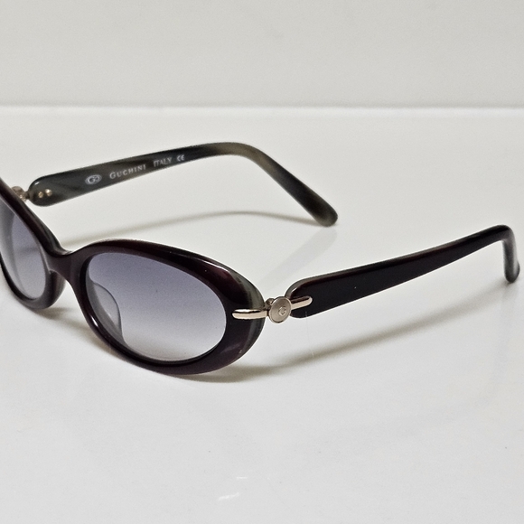 Guchini Sunglasses Burgundy Frame With Gray Gradient Lenses Gold Hardware - Picture 6 of 16